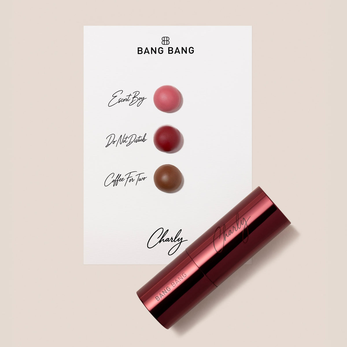 Textures of Bang Balm Escort Boy, Do Not Disturb and Coffee For Two