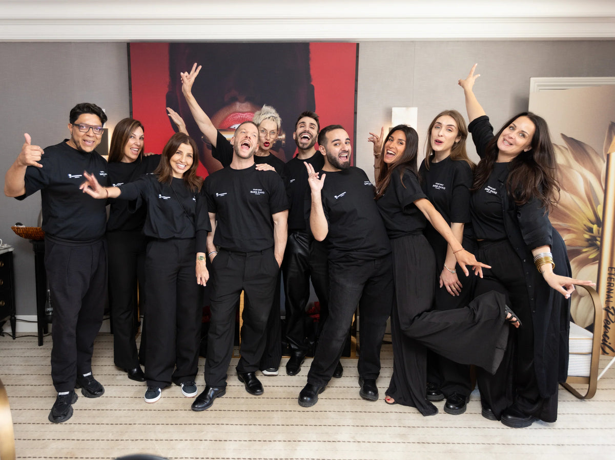 The BANG BANG make-up team together, in black branded T-shirts