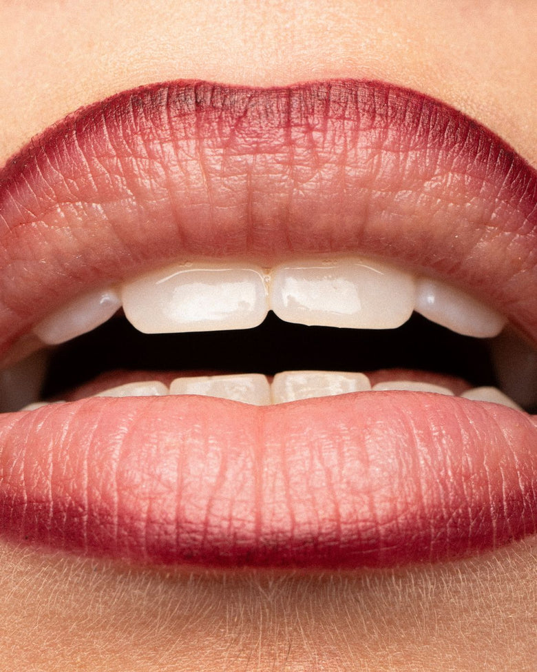 Close-up of lips in a red ombré